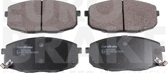 Eurobrake 5502223506 - Тормозные колодки, дисковые, комплект unicars.by