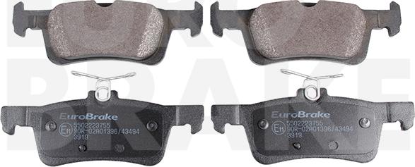 Eurobrake 5502223755 - Тормозные колодки, дисковые, комплект unicars.by