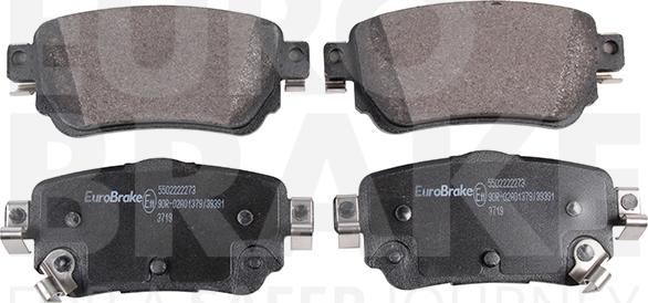 Eurobrake 5502222273 - Тормозные колодки, дисковые, комплект unicars.by