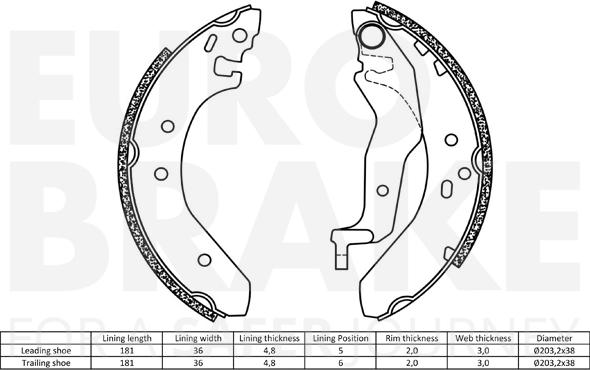 Eurobrake 58492799527 - Комплект тормозных колодок, барабанные unicars.by