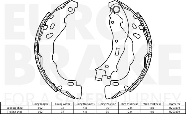 Eurobrake 58492719812 - Комплект тормозных колодок, барабанные unicars.by