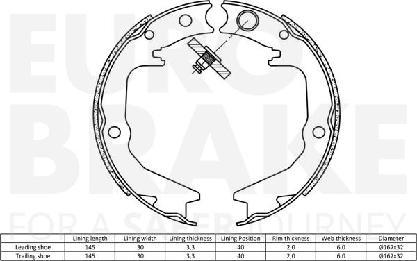 Eurobrake 58492730674 - Комплект тормозных колодок, барабанные unicars.by