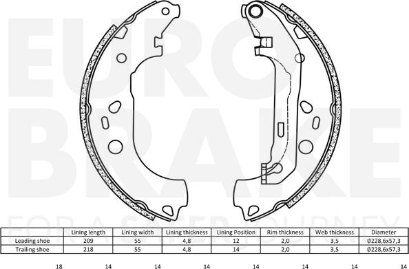 Eurobrake 58492725700 - Комплект тормозных колодок, барабанные unicars.by