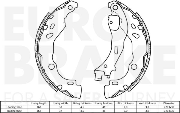 Eurobrake 58492723711 - Комплект тормозных колодок, барабанные unicars.by