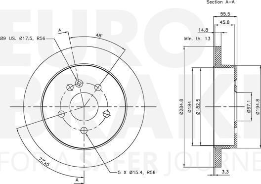 Eurobrake 5815343354 - Тормозной диск unicars.by