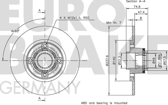 Eurobrake 5815313945 - Тормозной диск unicars.by