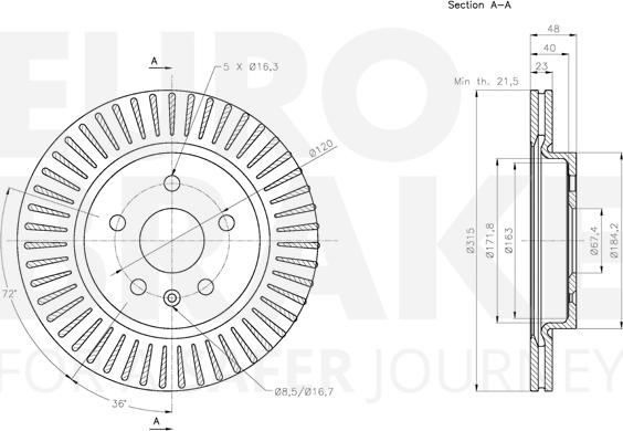 Eurobrake 5815313670 - Тормозной диск unicars.by