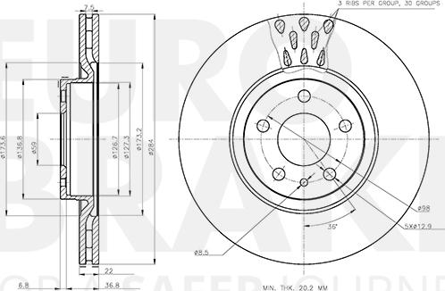 Eurobrake 5815312372 - Тормозной диск unicars.by