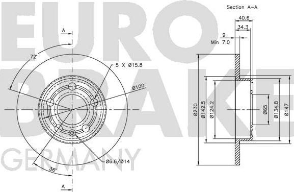 Eurobrake 5815204761 - Тормозной диск unicars.by