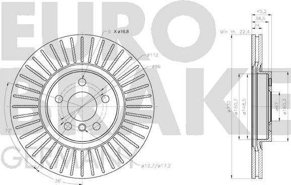 Eurobrake 58152015115 - Тормозной диск unicars.by