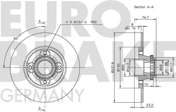 Eurobrake 5815203944 - Тормозной диск unicars.by