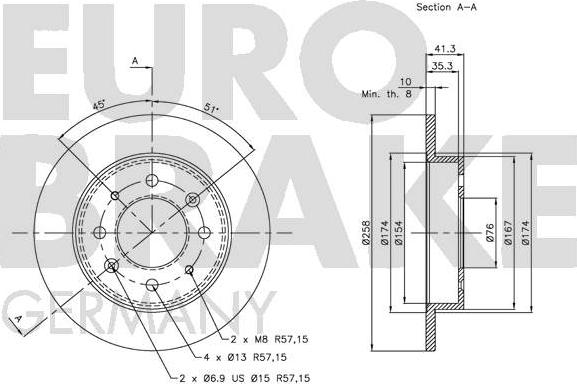 Eurobrake 5815203513 - Тормозной диск unicars.by