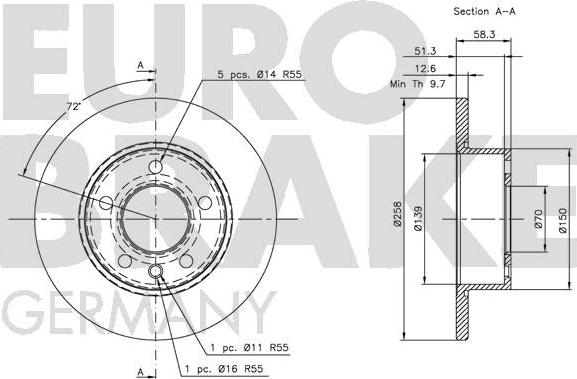 Eurobrake 5815203609 - Тормозной диск unicars.by