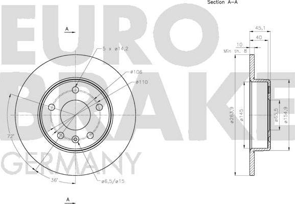 Eurobrake 5815203674 - Тормозной диск unicars.by