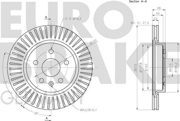 Eurobrake 5815203670 - Тормозной диск unicars.by