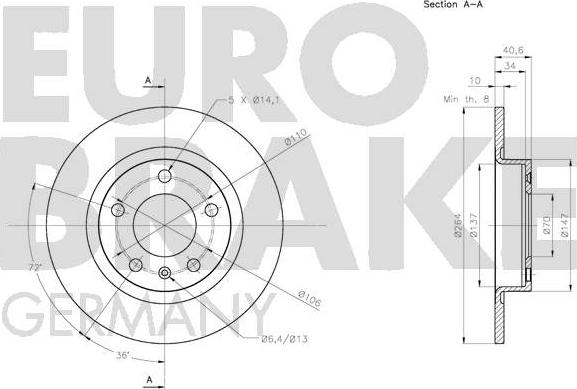 Eurobrake 5815203672 - Тормозной диск unicars.by