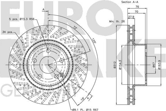 Eurobrake 5815203353 - Тормозной диск unicars.by