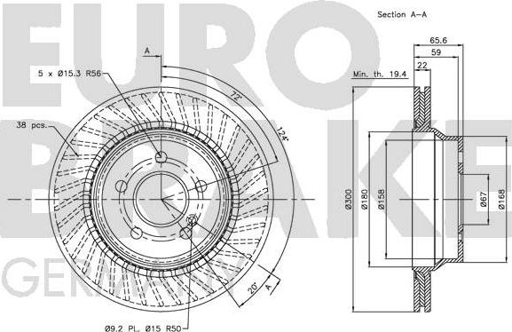 Eurobrake 5815203363 - Тормозной диск unicars.by