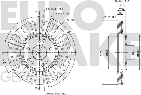 Eurobrake 5815203319 - Тормозной диск unicars.by