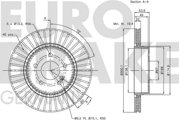 Eurobrake 5815203389 - Тормозной диск unicars.by