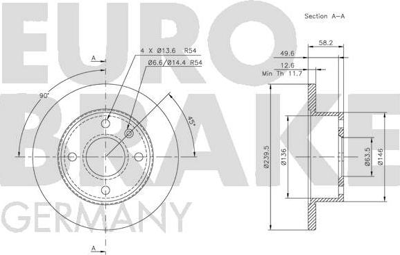 Eurobrake 5815202512 - Тормозной диск unicars.by