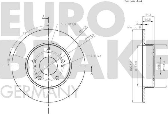 Eurobrake 5815202280 - Тормозной диск unicars.by