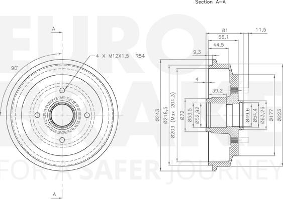 Eurobrake 5825252535 - Тормозной барабан unicars.by