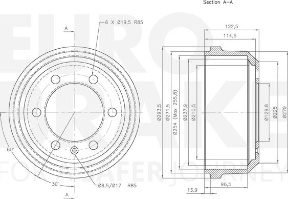 Eurobrake 5825262306 - Тормозной барабан unicars.by