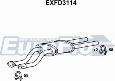 EuroFlo EXFD3114 - Средний глушитель выхлопных газов unicars.by