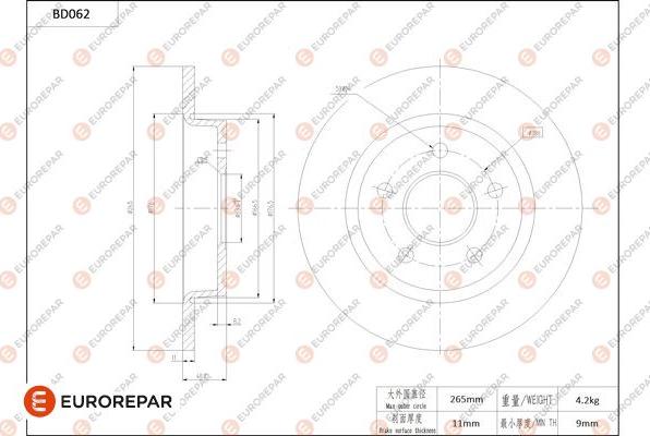 EUROREPAR 1684250480 - Тормозной диск unicars.by