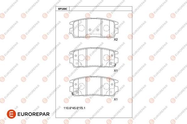 EUROREPAR 1681242280 - Тормозные колодки, дисковые, комплект unicars.by