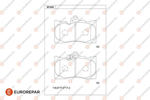 EUROREPAR 1681256280 - Тормозные колодки, дисковые, комплект unicars.by