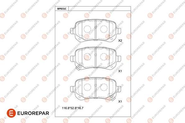 EUROREPAR 1681251980 - Тормозные колодки, дисковые, комплект unicars.by