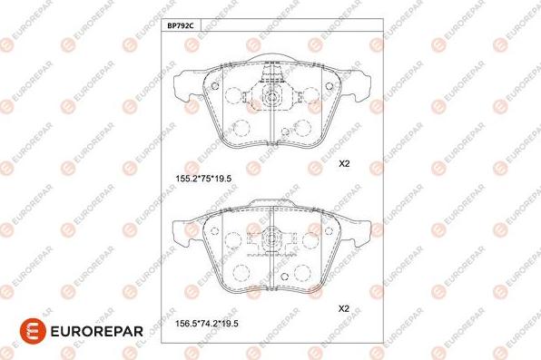 EUROREPAR 1681258580 - Тормозные колодки, дисковые, комплект unicars.by