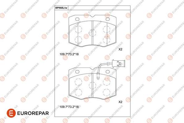 EUROREPAR 1681252880 - Тормозные колодки, дисковые, комплект unicars.by