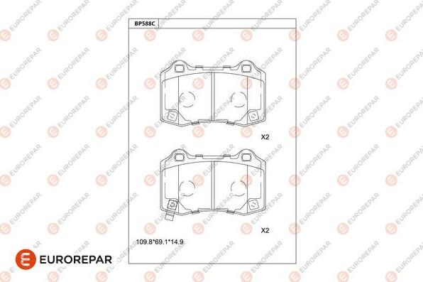 EUROREPAR 1681266580 - Тормозные колодки, дисковые, комплект unicars.by