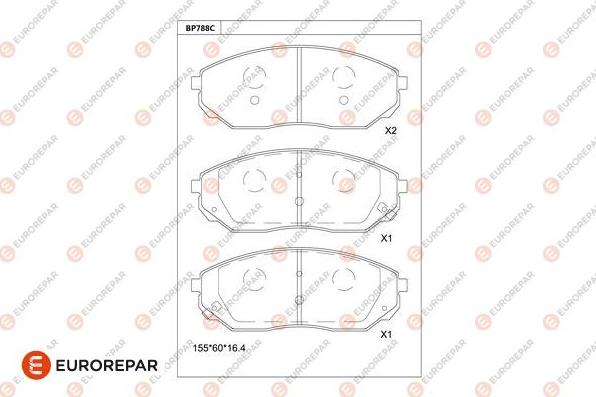 EUROREPAR 1681262580 - Тормозные колодки, дисковые, комплект unicars.by