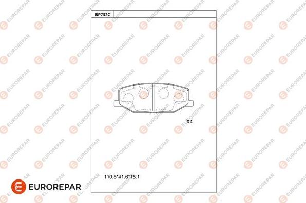 EUROREPAR 1681262780 - Тормозные колодки, дисковые, комплект unicars.by