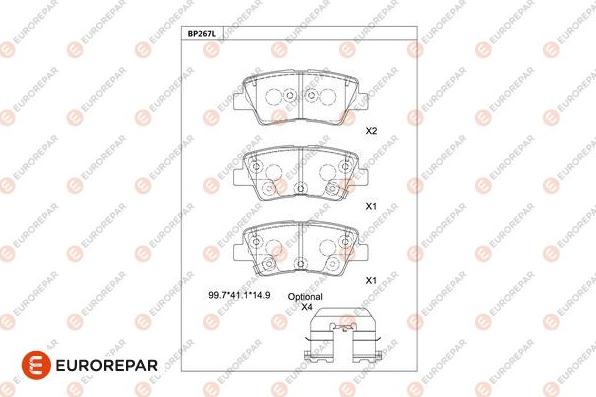 EUROREPAR 1681208880 - Тормозные колодки, дисковые, комплект unicars.by