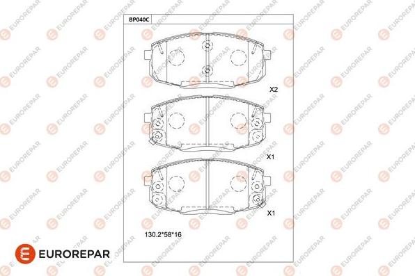 EUROREPAR 1681208380 - Тормозные колодки, дисковые, комплект unicars.by