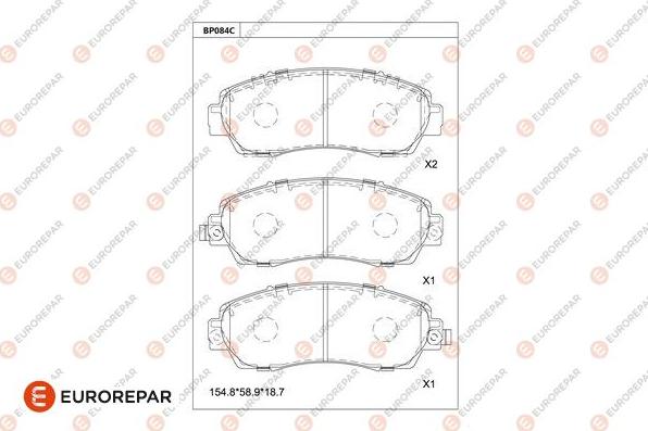 EUROREPAR 1681207380 - Тормозные колодки, дисковые, комплект unicars.by