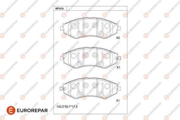 EUROREPAR 1681207780 - Тормозные колодки, дисковые, комплект unicars.by