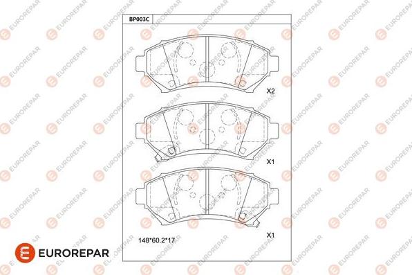 EUROREPAR 1681214880 - Тормозные колодки, дисковые, комплект unicars.by