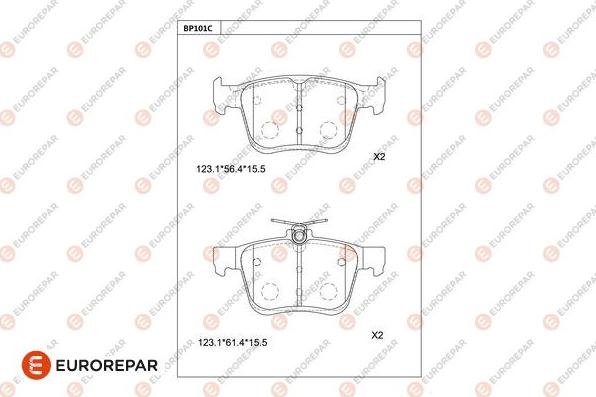 EUROREPAR 1681215980 - Тормозные колодки, дисковые, комплект unicars.by