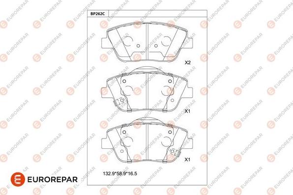 EUROREPAR 1681216980 - Тормозные колодки, дисковые, комплект unicars.by