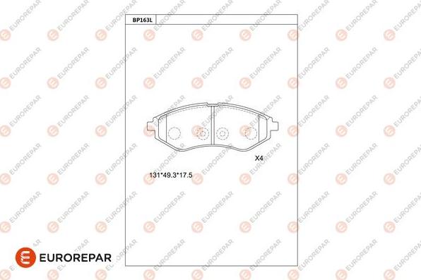 EUROREPAR 1681210180 - Тормозные колодки, дисковые, комплект unicars.by