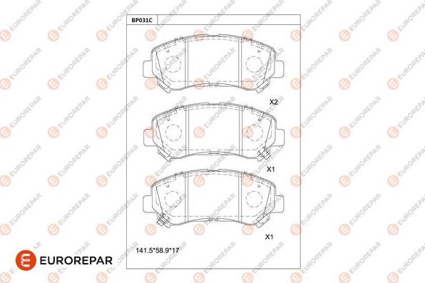 EUROREPAR 1681211680 - Тормозные колодки, дисковые, комплект unicars.by