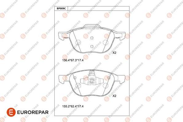 EUROREPAR 1681218180 - Тормозные колодки, дисковые, комплект unicars.by