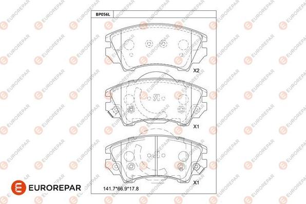 EUROREPAR 1681218880 - Тормозные колодки, дисковые, комплект unicars.by