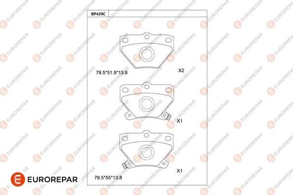 EUROREPAR 1681213180 - Тормозные колодки, дисковые, комплект unicars.by